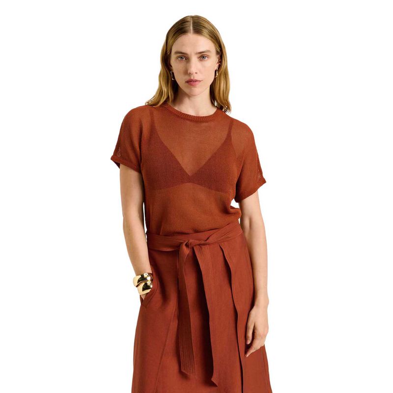 Veronika Maine Boxy Mesh Knit Tee image number 4